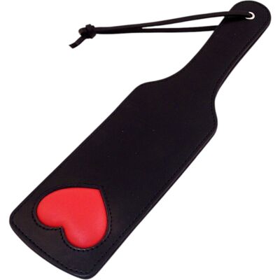 Rouge - paddle en cuir véritable - forme cœur - noir - Publicité Rouge - paddle en cuir véritable - forme cœur - noir - Publicité