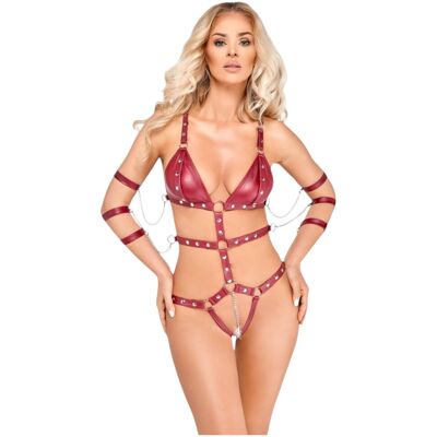 Bad Kitty - bodysuit bondage clouté (rouge) - L - Publicité Bad Kitty - bodysuit bondage clouté (rouge) - L - Publicité