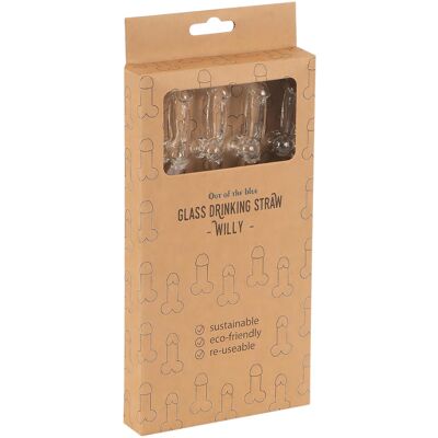 Out of The blue Straw Willy - paille en forme de pénis - verre transparent - lot de 4 - Publicité Out of The blue Straw Willy - paille en forme de pénis - verre transparent - lot de 4 - Publicité