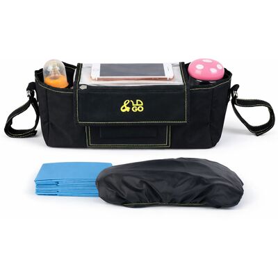 Organisateur de poussette &GO; avec 5 matelas à langer, sac universel pour poussette avec poche transparente pour smartphone, housse de pluie, porte-gobelet et grand espace de rangement - Noir One-Size - Publicité Organisateur de poussette &GO; avec 5 matelas à langer, sac universel pour poussette avec poche transparente pour smartphone, housse de pluie, porte-gobelet et grand espace de rangement - Noir One-Size - Publicité
