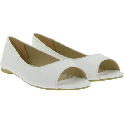 O46BPX (MB1) Ballerines intemporelles pour femme en similicuir, bout ouvert, blanches, réf. 936522 41 - Publicité O46BPX (MB1) Ballerines intemporelles pour femme en similicuir, bout ouvert, blanches, réf. 936522 41 - Publicité