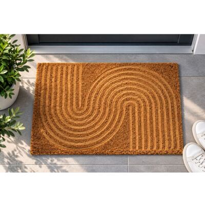 Tapis de porte andiamo AMALFI 40 x 60 cm, en noix de coco, motif lignes courbes, marron One-Size - Publicité Tapis de porte andiamo AMALFI 40 x 60 cm, en noix de coco, motif lignes courbes, marron One-Size - Publicité