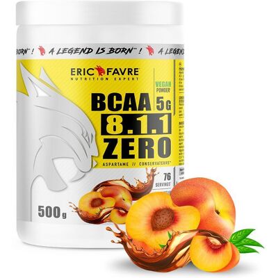 Bcaa 8.1.1 Zero Vegan (500 G) - Thé Pêche - Eric Favre - Publicité Bcaa 8.1.1 Zero Vegan (500 G) - Thé Pêche - Eric Favre - Publicité