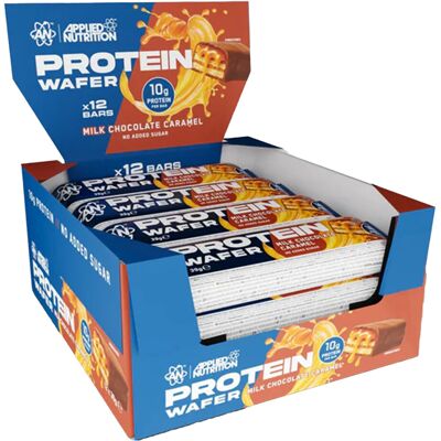 Protein Wafer (boite De 12) - Milk Chocolate Caramel - Applied Nutrition - Publicité Protein Wafer (boite De 12) - Milk Chocolate Caramel - Applied Nutrition - Publicité