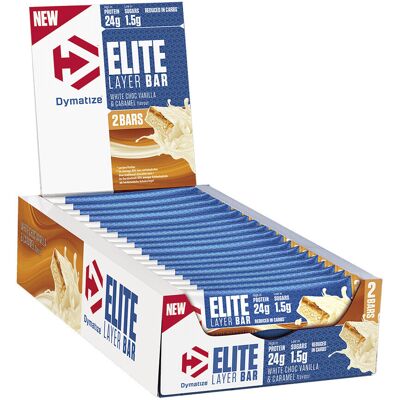 Elite Layer Bar (boite De 18) - White Choc Vanilla & Caramel - Dymatize - Publicité Elite Layer Bar (boite De 18) - White Choc Vanilla & Caramel - Dymatize - Publicité