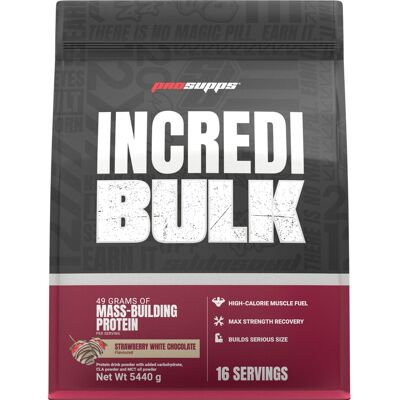 Incredibulk (5,44kg) - Strawberry White Chocolate - Prosupps - Item - Publicité Incredibulk (5,44kg) - Strawberry White Chocolate - Prosupps - Item - Publicité