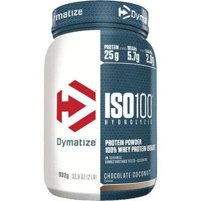 Whey Protéine Iso-100 Hydrolyzed (932g) - Chocolat Noix De Coco - Dymatize - 932g - Publicité Whey Protéine Iso-100 Hydrolyzed (932g) - Chocolat Noix De Coco - Dymatize - 932g - Publicité