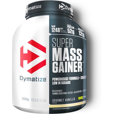 Super Mass Gainer (2,9kg) - Gourmet Vanille - Dymatize - Publicité Super Mass Gainer (2,9kg) - Gourmet Vanille - Dymatize - Publicité