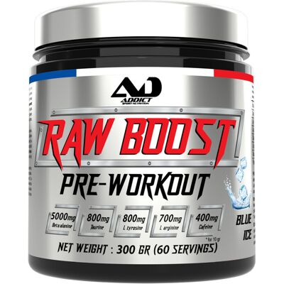 Raw Boost (300 G) - Blue Ice - Addict Sport Nutrition - Publicité Raw Boost (300 G) - Blue Ice - Addict Sport Nutrition - Publicité