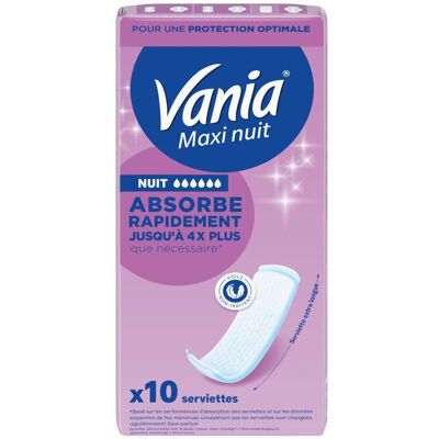 VANIA Maxi Nuit 10 pc(s) Serviette hygienique - Publicité VANIA Maxi Nuit 10 pc(s) Serviette hygienique - Publicité