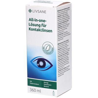 LIVSANE® Solution tout-en-un pour lentilles de contact 360 ml Solution(S) - Publicité LIVSANE® Solution tout-en-un pour lentilles de contact 360 ml Solution(S) - Publicité