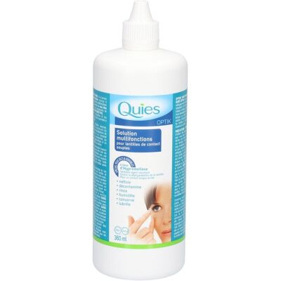 Quies Solution multifonctions pour lentilles de contact souples 360 ml Solution De Conservation Et De Nettoyage - Publicité Quies Solution multifonctions pour lentilles de contact souples 360 ml Solution De Conservation Et De Nettoyage - Publicité