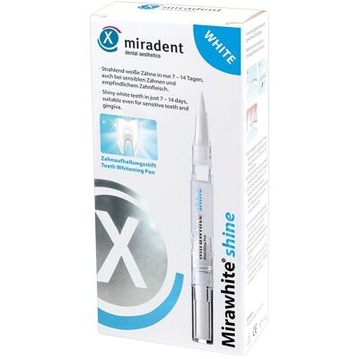Miradent Mirawhite shine Gel 1.8 ml - Gel de blanchiment dentaire - Publicité Miradent Mirawhite shine Gel 1.8 ml - Gel de blanchiment dentaire - Publicité