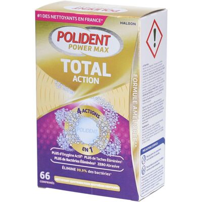 Polident Power Max Total Action 1 pc(s) Comprimés Effervescents - Publicité Polident Power Max Total Action 1 pc(s) Comprimés Effervescents - Publicité