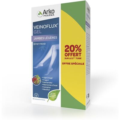 Arkopharma VEINOFLUX® Gel Jambes légères Effet froid 2x150 ml Gel(S) - Publicité Arkopharma VEINOFLUX® Gel Jambes légères Effet froid 2x150 ml Gel(S) - Publicité