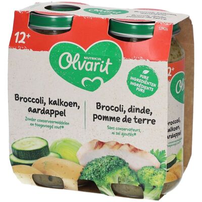Olvarit Petit Pot Repas Bébé Dès 12 Mois Brocoli Dinde Pommes de Terre 2x250 g Aliment - Publicité Olvarit Petit Pot Repas Bébé Dès 12 Mois Brocoli Dinde Pommes de Terre 2x250 g Aliment - Publicité