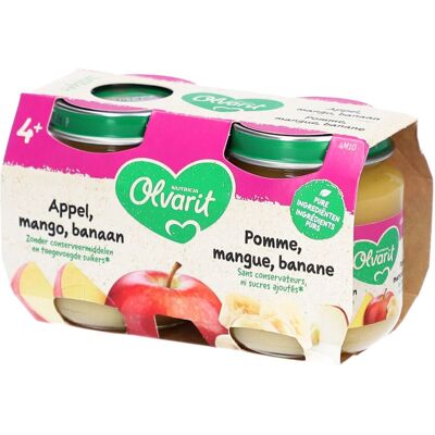Olvarit Panade Bébé Dès 4 Mois Pomme Mangue Banane 2x125 g Aliment - Publicité Olvarit Panade Bébé Dès 4 Mois Pomme Mangue Banane 2x125 g Aliment - Publicité