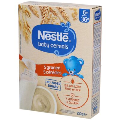 Nestlé® Baby Cereals 5 Céréales 250 g Purée - Publicité Nestlé® Baby Cereals 5 Céréales 250 g Purée - Publicité
