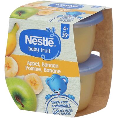Nestlé NESTLE Baby Fruit® Compotes Pomme-Banane 2x130 g Aliment - Publicité Nestlé NESTLE Baby Fruit® Compotes Pomme-Banane 2x130 g Aliment - Publicité