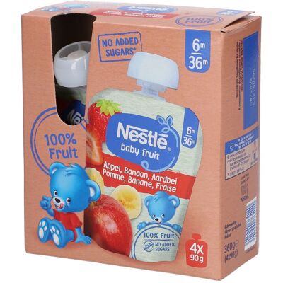 Nestlé NESTLE Baby Fruit® Gourdes Pomme-Banane-Fraise 4x90 g Boisson - Publicité Nestlé NESTLE Baby Fruit® Gourdes Pomme-Banane-Fraise 4x90 g Boisson - Publicité