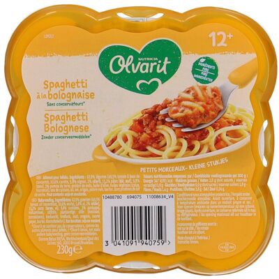 Olvarit Assiette 12m+ Spaghetti à la Bolognaise 230 g Aliment - Publicité Olvarit Assiette 12m+ Spaghetti à la Bolognaise 230 g Aliment - Publicité