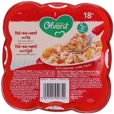 Olvarit Assiette Repas Bébé Dès 18 Mois Vol au Vent au Riz 230 g Autre - Publicité Olvarit Assiette Repas Bébé Dès 18 Mois Vol au Vent au Riz 230 g Autre - Publicité