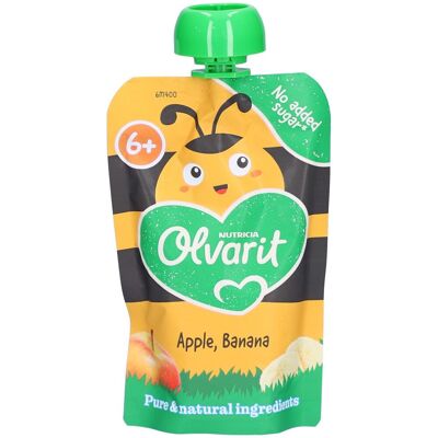 Olvarit Gourde Fruits Bébé Dès 6 Mois Pomme Banane 100 g Aliment - Publicité Olvarit Gourde Fruits Bébé Dès 6 Mois Pomme Banane 100 g Aliment - Publicité