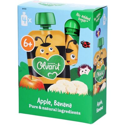 Olvarit Gourde Fruits Bébé Dès 6 Mois Pomme Banane 4x100 g Aliment - Publicité Olvarit Gourde Fruits Bébé Dès 6 Mois Pomme Banane 4x100 g Aliment - Publicité