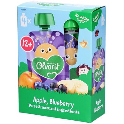 Olvarit Gourde Fruits Bébé Dès 12 Mois Pomme Banane Cassis Myrtille 4x100 g Aliment - Publicité Olvarit Gourde Fruits Bébé Dès 12 Mois Pomme Banane Cassis Myrtille 4x100 g Aliment - Publicité