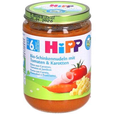 HiPP – Pâtes bio au jambon tomates & carottes dès 6 mois 190 g Purée - Publicité HiPP – Pâtes bio au jambon tomates & carottes dès 6 mois 190 g Purée - Publicité