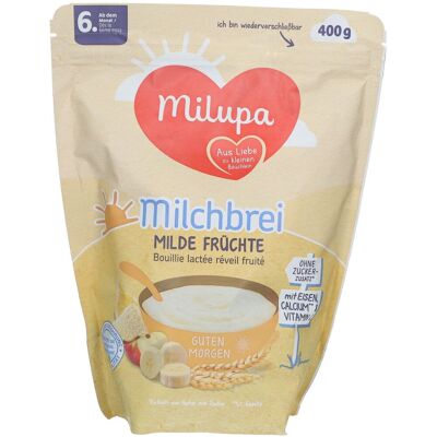 Milupa Bouillie de lait Fruits doux 400 g Poudre - Publicité Milupa Bouillie de lait Fruits doux 400 g Poudre - Publicité