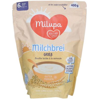Milupa Bouillie de lait semoule 400 g Poudre - Publicité Milupa Bouillie de lait semoule 400 g Poudre - Publicité