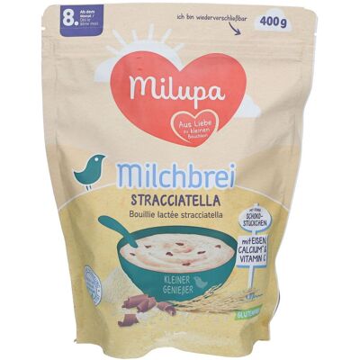 Milupa Bouillie de lait Stracciatella 400 g Poudre - Publicité Milupa Bouillie de lait Stracciatella 400 g Poudre - Publicité