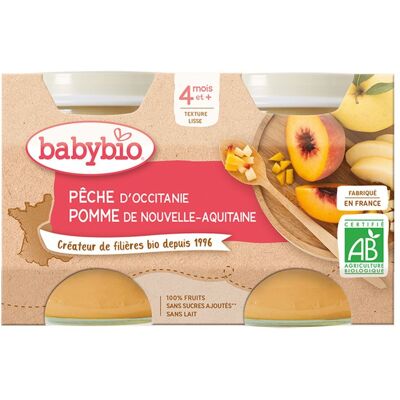 Babybio Pêche Pomme Bio Aliment pour Bébé - 130 g - Publicité Babybio Pêche Pomme Bio Aliment pour Bébé - 130 g - Publicité