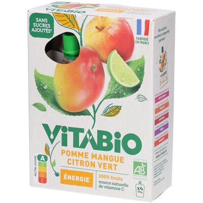 VITABIO gourde de fruits Pomme Mangue Citron Vert 4x100g 4x100 g Purée - Publicité VITABIO gourde de fruits Pomme Mangue Citron Vert 4x100g 4x100 g Purée - Publicité
