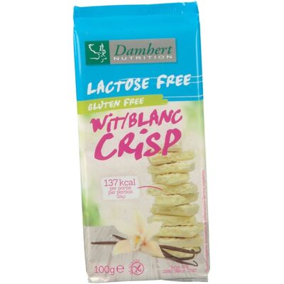 Damhert Lactose Free Crisp Blanc Gluten Free 100 g Chocolat - Publicité Damhert Lactose Free Crisp Blanc Gluten Free 100 g Chocolat - Publicité
