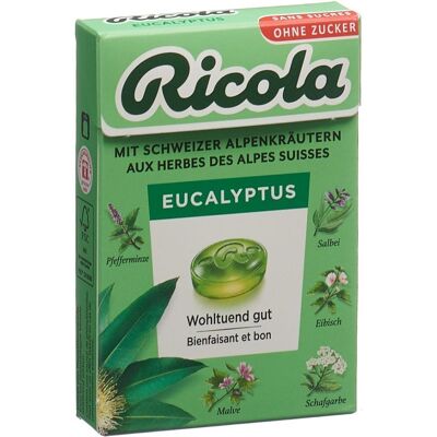 RICOLA Bonbons à l'eucalyptus sans sucre 50 g Bonbon(S) - Publicité RICOLA Bonbons à l'eucalyptus sans sucre 50 g Bonbon(S) - Publicité
