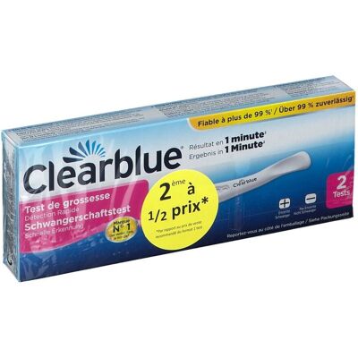 Clearblue Test de Grossesse Plus 2 pc(s) Test(S) - Publicité Clearblue Test de Grossesse Plus 2 pc(s) Test(S) - Publicité