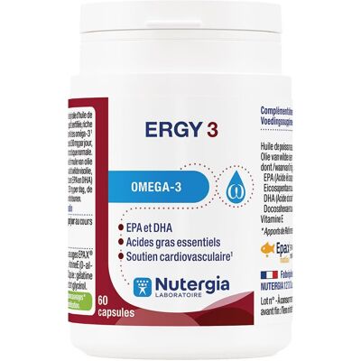 Nutergia Ergy 3 Omega-3 Capsules - Complément alimentaire - Publicité Nutergia Ergy 3 Omega-3 Capsules - Complément alimentaire - Publicité