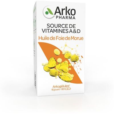 Arkopharma Arkogélules Huile de Foie de Morue 60 Capsules - Complément Alimentaire - Publicité Arkopharma Arkogélules Huile de Foie de Morue 60 Capsules - Complément Alimentaire - Publicité