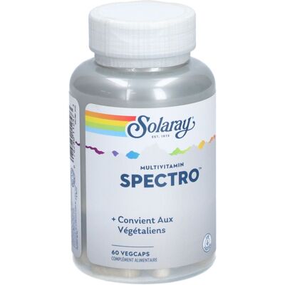 Solaray Spectro Multi-Vita-Min 60 Capsules Végétales - Vitamines et Minéraux - Publicité Solaray Spectro Multi-Vita-Min 60 Capsules Végétales - Vitamines et Minéraux - Publicité