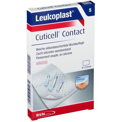 Leukoplast® Cuticell® Contact Pansement doux en silicone pour plaies 5 x 7,5 cm 5 pc(s) Compresses - Publicité Leukoplast® Cuticell® Contact Pansement doux en silicone pour plaies 5 x 7,5 cm 5 pc(s) Compresses - Publicité