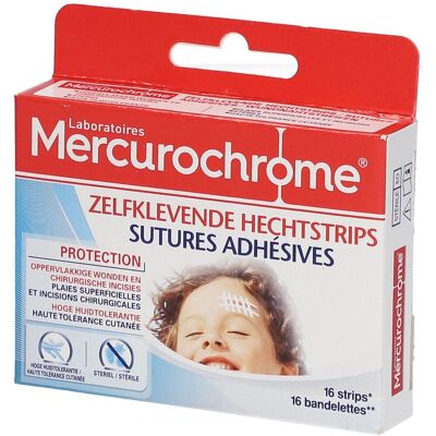 Mercurochrome® Mercurochrome Strips sutures adhésives 16 pc(s) Pansement(S) - Publicité Mercurochrome® Mercurochrome Strips sutures adhésives 16 pc(s) Pansement(S) - Publicité