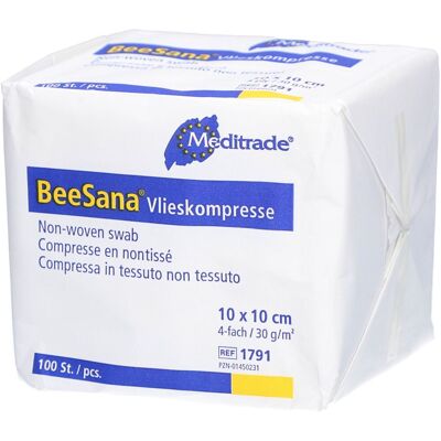 BeeSana® Compresse non tissée, non stérile, 4 plis, 10 x 10 cm 100 pc(s) Emballage(S) Combi - Publicité BeeSana® Compresse non tissée, non stérile, 4 plis, 10 x 10 cm 100 pc(s) Emballage(S) Combi - Publicité