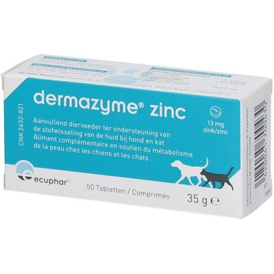 Dermazyme Zinc Chien et Chat 50 Comprimés à Mâcher - Supplément Alimentaire - Publicité Dermazyme Zinc Chien et Chat 50 Comprimés à Mâcher - Supplément Alimentaire - Publicité