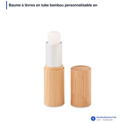 GoodiesExpress Pub Baume à lèvres personnalisable tube bambou SPF 10 en express - bois - Publicité GoodiesExpress Pub Baume à lèvres personnalisable tube bambou SPF 10 en express - bois - Publicité