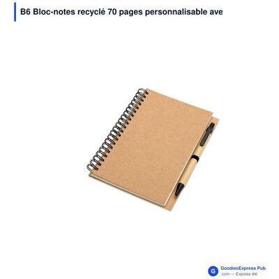GoodiesExpress Pub Bloc-notes express personnalisable papier recyclé 70 pages - beige - Publicité GoodiesExpress Pub Bloc-notes express personnalisable papier recyclé 70 pages - beige - Publicité