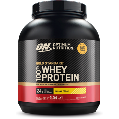 Optimum Nutrition Protéine 100% Whey Gold Standard 2010 g crème de banane - Publicité Optimum Nutrition Protéine 100% Whey Gold Standard 2010 g crème de banane - Publicité