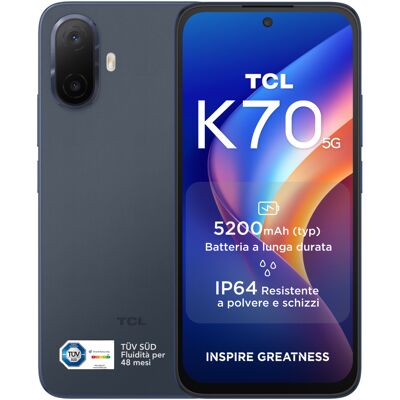 Smartphone TCL K70 5G Snapdragon 4 Gen 2 2.2GHz 4GB LPDDR5 128GB écran 6.8" caméra 50MP Android 16.0 bleu - Publicité Smartphone TCL K70 5G Snapdragon 4 Gen 2 2.2GHz 4GB LPDDR5 128GB écran 6.8" caméra 50MP Android 16.0 bleu - Publicité