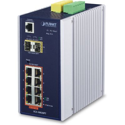 PLANET IGS-10020PT Commutateur Géré L3 Gigabit Ethernet 8 ports RJ45 PoE+ 2 SFP, 26Gbps, QoS, VLAN, Montage Mural/Rail DIN, -40°C à 75°C - Publicité PLANET IGS-10020PT Commutateur Géré L3 Gigabit Ethernet 8 ports RJ45 PoE+ 2 SFP, 26Gbps, QoS, VLAN, Montage Mural/Rail DIN, -40°C à 75°C - Publicité
